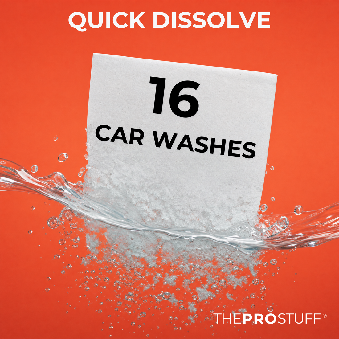 Car Wash Soap Sheet dissolving quickly in water, 16 car washes per pack
