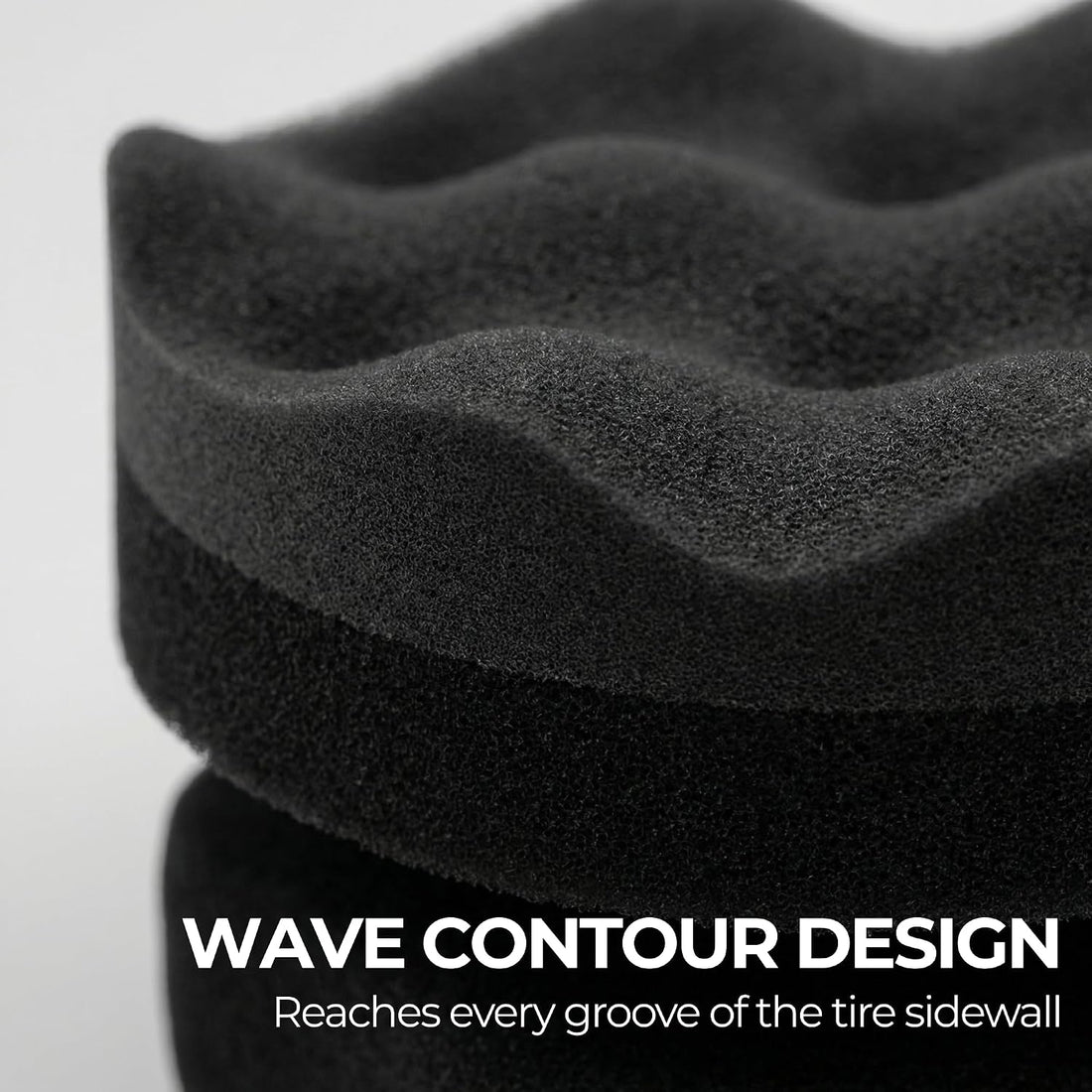Close-up of the wave contour face that reaches every groove of the tire sidewall